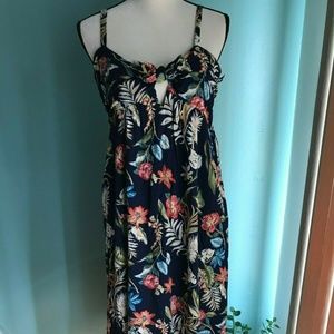 DOE & RAE Summer Dress .Blue&Floral Women's sz L .